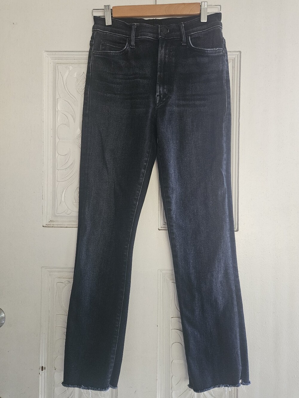 MOTHER Women's High Waisted Cropped Straight Jeans in Dark Indigo 27
